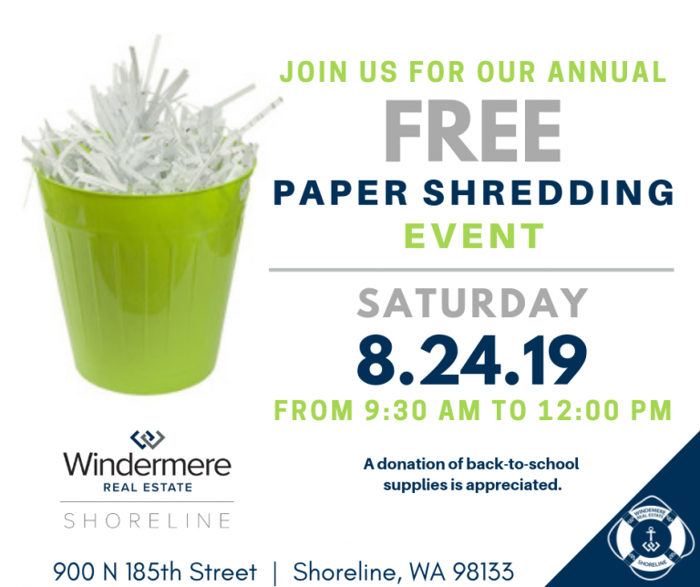 Don’t miss our FREE Annual Paper Shredding Event! Windermere Shoreline